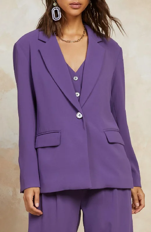 One Button Blazer In Purple