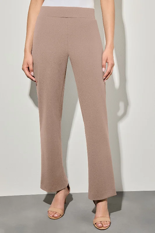 Plus Size Stretch Deco Crepe Straight-Leg Ankle Pants