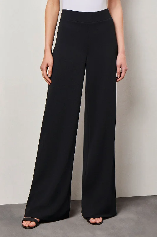 Plus Size Stretch Deco Crepe Wide-Leg Pants