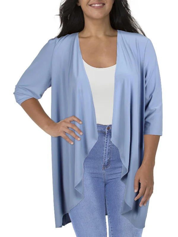 Plus Womens Knit Open Front Duster Blazer