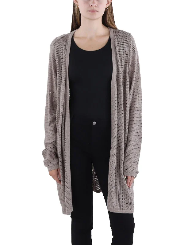 Plus Womens Open Front Cotton Blend Cardigan Sweater