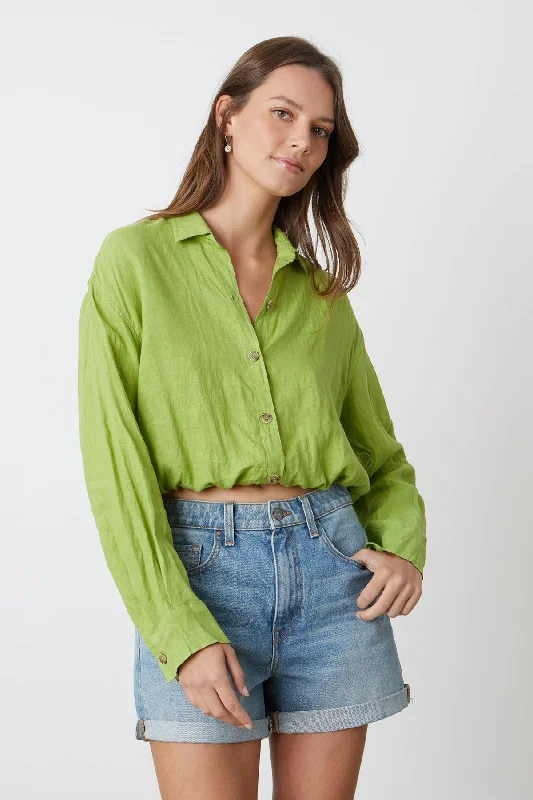 RAVEN LINEN CROPPED SHIRT