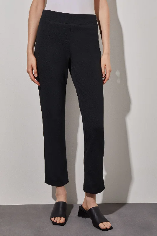 Stretch Deco Crepe Straight-Leg Ankle Pants