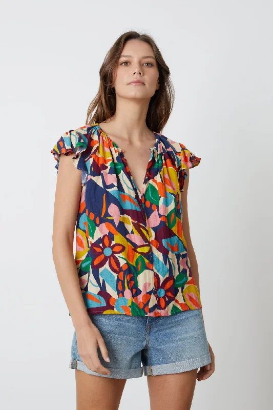 TERESA PRINTED LINEN TOP