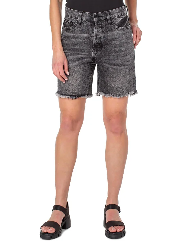 Womens High Rise Midi Cutoff Shorts