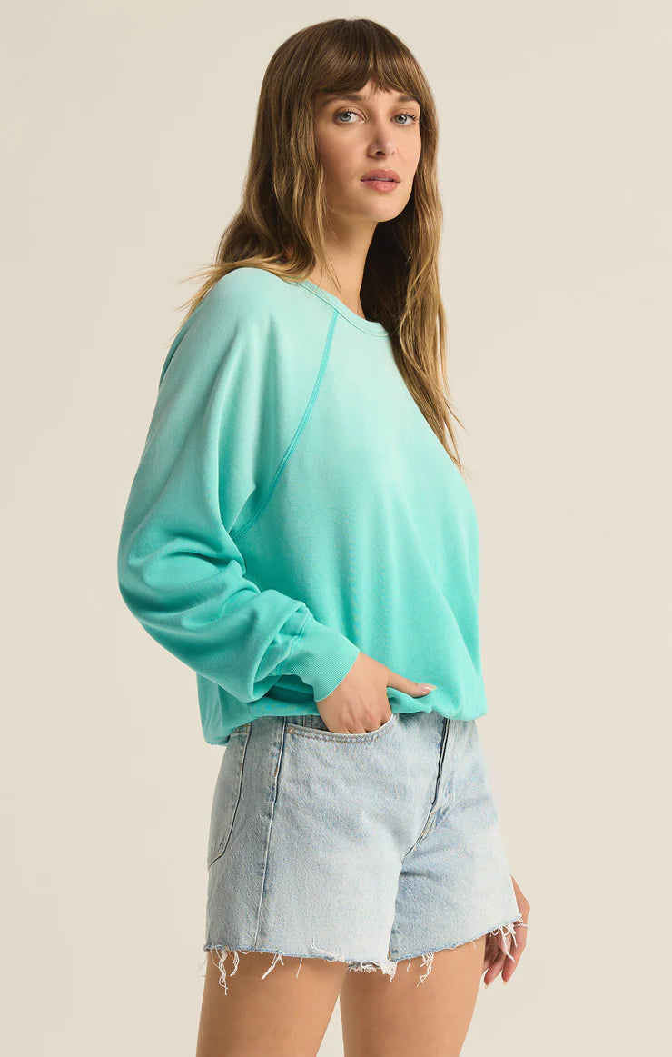 Z Supply Washed Ashore Cabana Green Sweatshirt