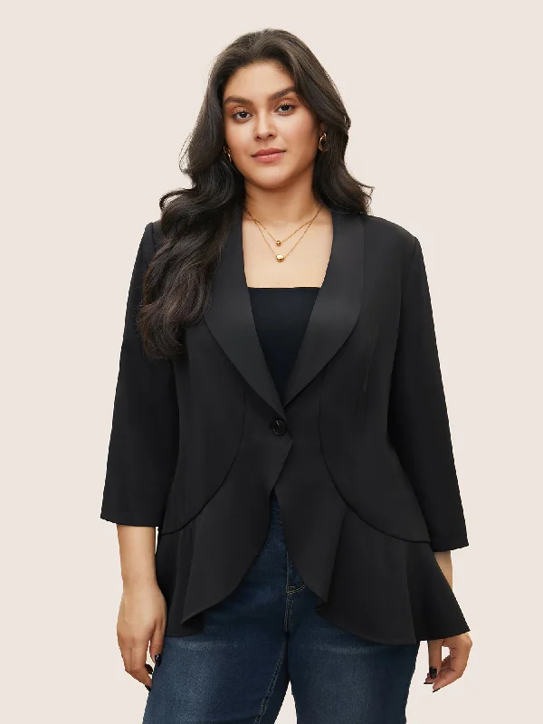 Solid Patchwork Ruffles Blazer