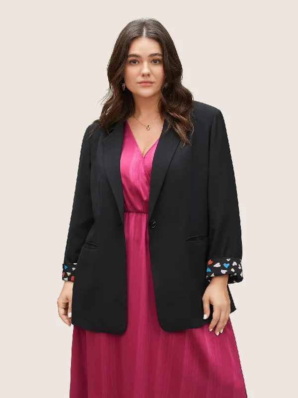 Colour Heart Lined Suit Collar Pocket Blazer