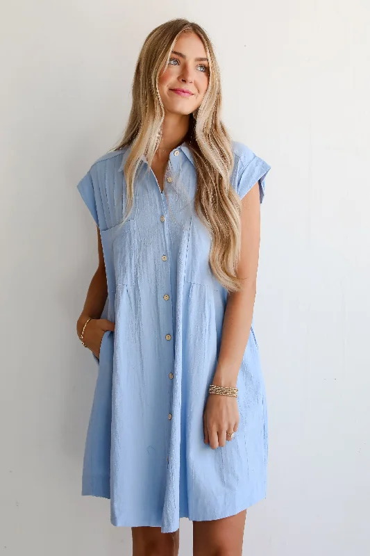 Cute Poise Light Blue Mini Dress