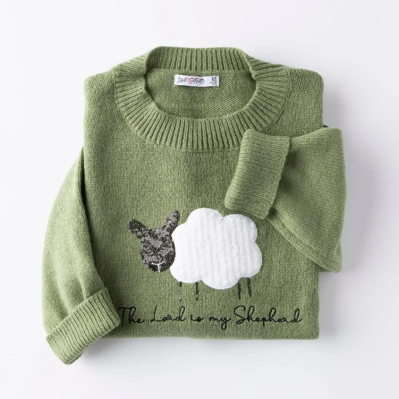 The Lord is my Shepherd Fluffy Sequin Sweater